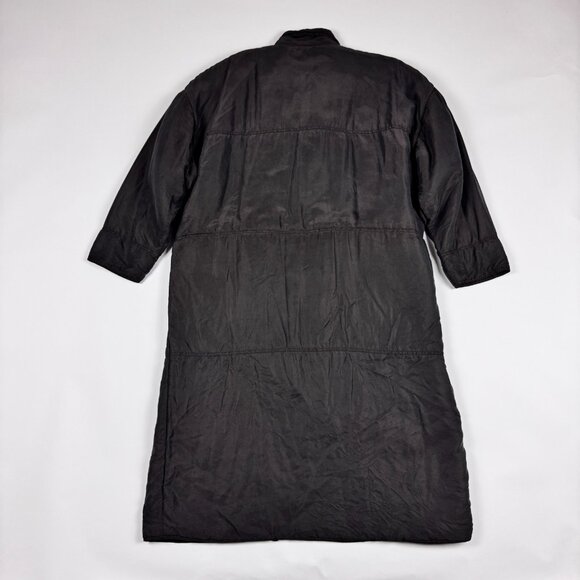 Vtg 100% Silk Quilted Long Coat Womens XL(?) Japanese Avant Garde Shimmer Black - Picture 5 of 11